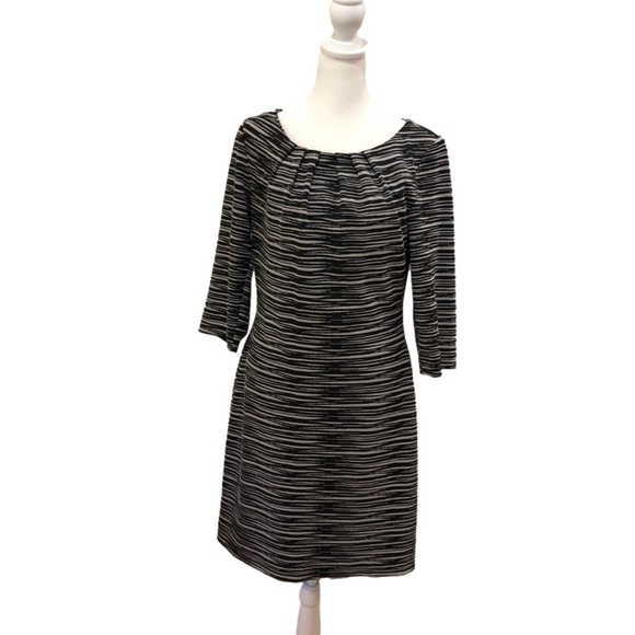 Trina Turk business casual 3/4 length sleeve dress in gray and black. Size 8. - Picture 1 of 7
